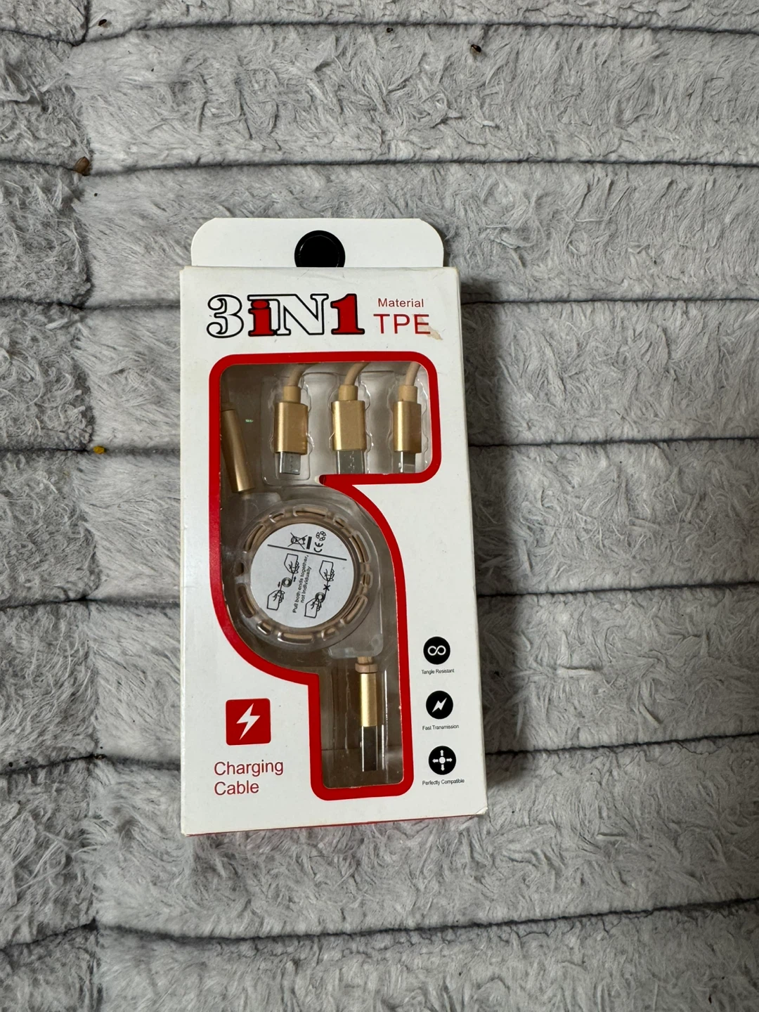 3-in-1 USB Cable for Micro, Lightning, and Type-C Devices