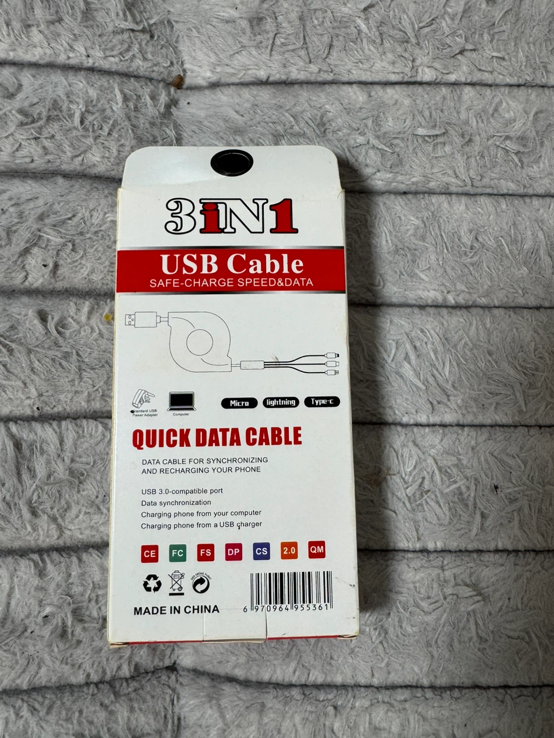3-in-1 USB Cable for Micro, Lightning, and Type-C Devices - photo 2