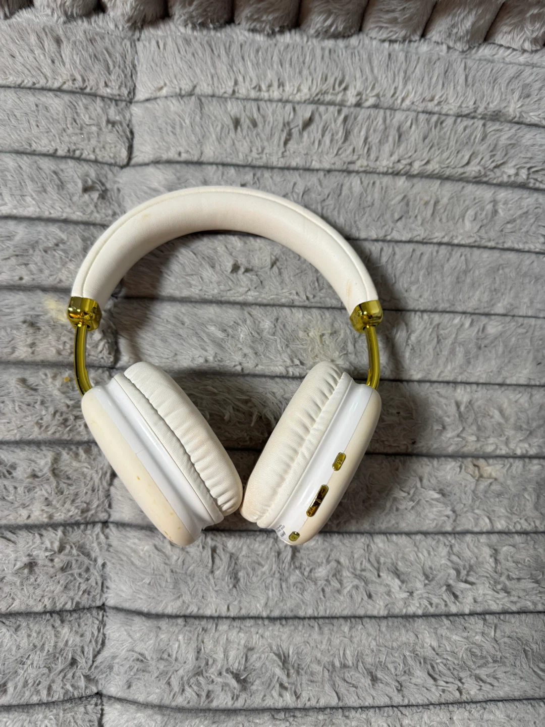 White Wireless Headphones with Gold Accents