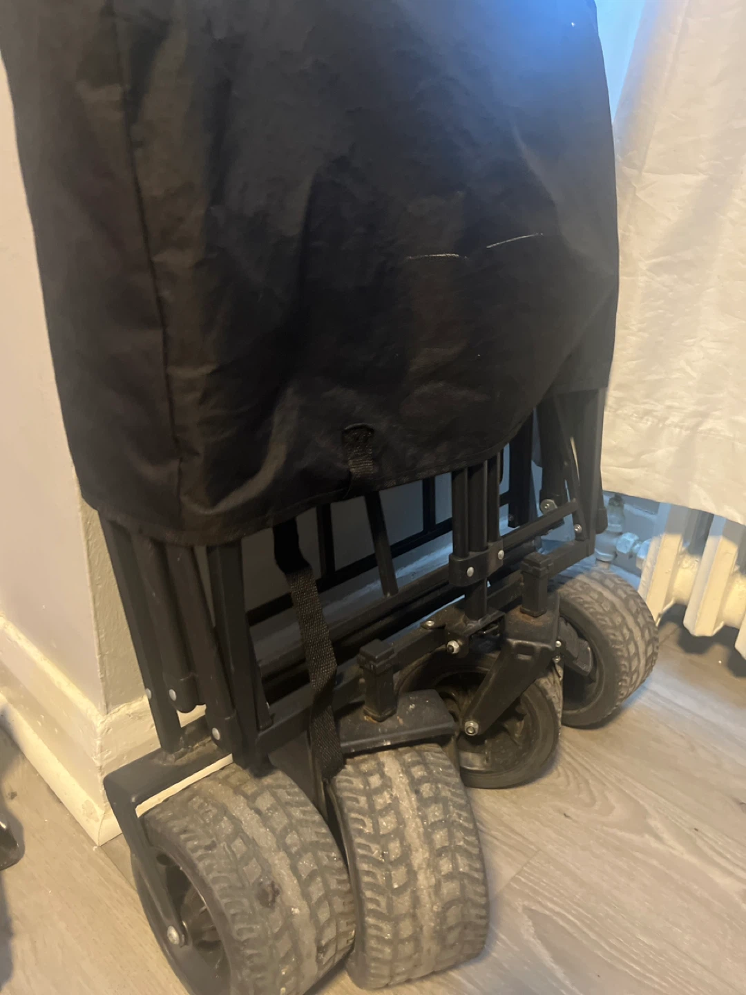 Black Folding Utility Wagon with Large Wheels