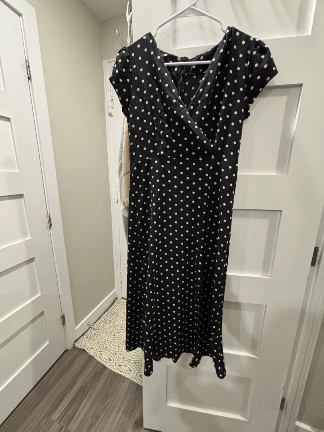 Black and White Polka Dot Wrap Dress