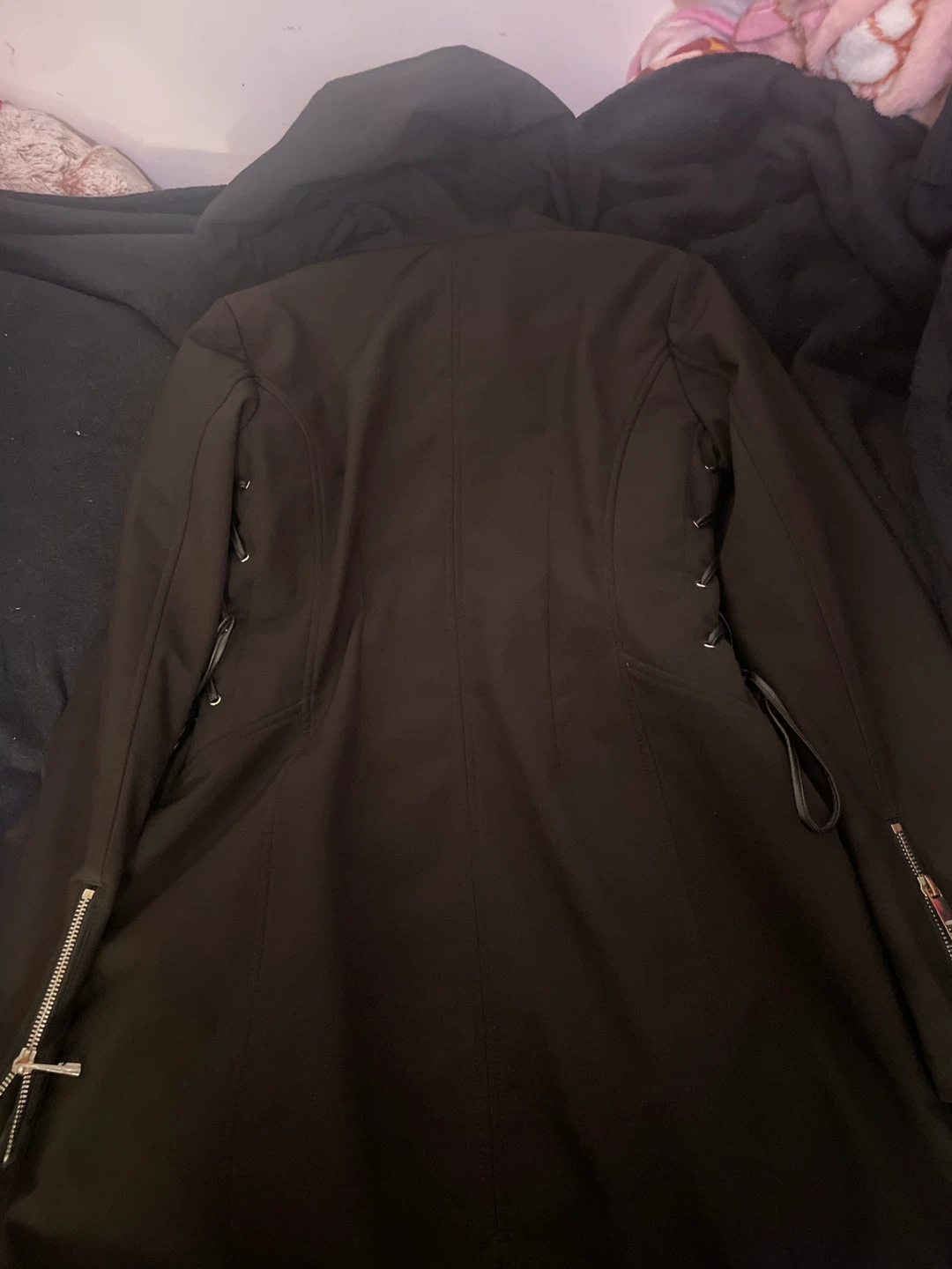 Black Hooded Lace-Up Jacket - photo 3
