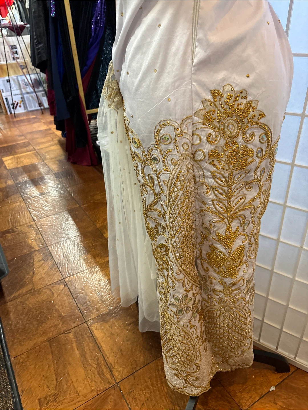White and Gold Embellished Formal Dress - photo 3