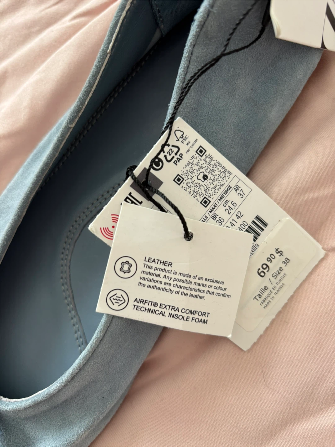 ZARA Blue Suede Ballet Flats Size 38 - photo 2