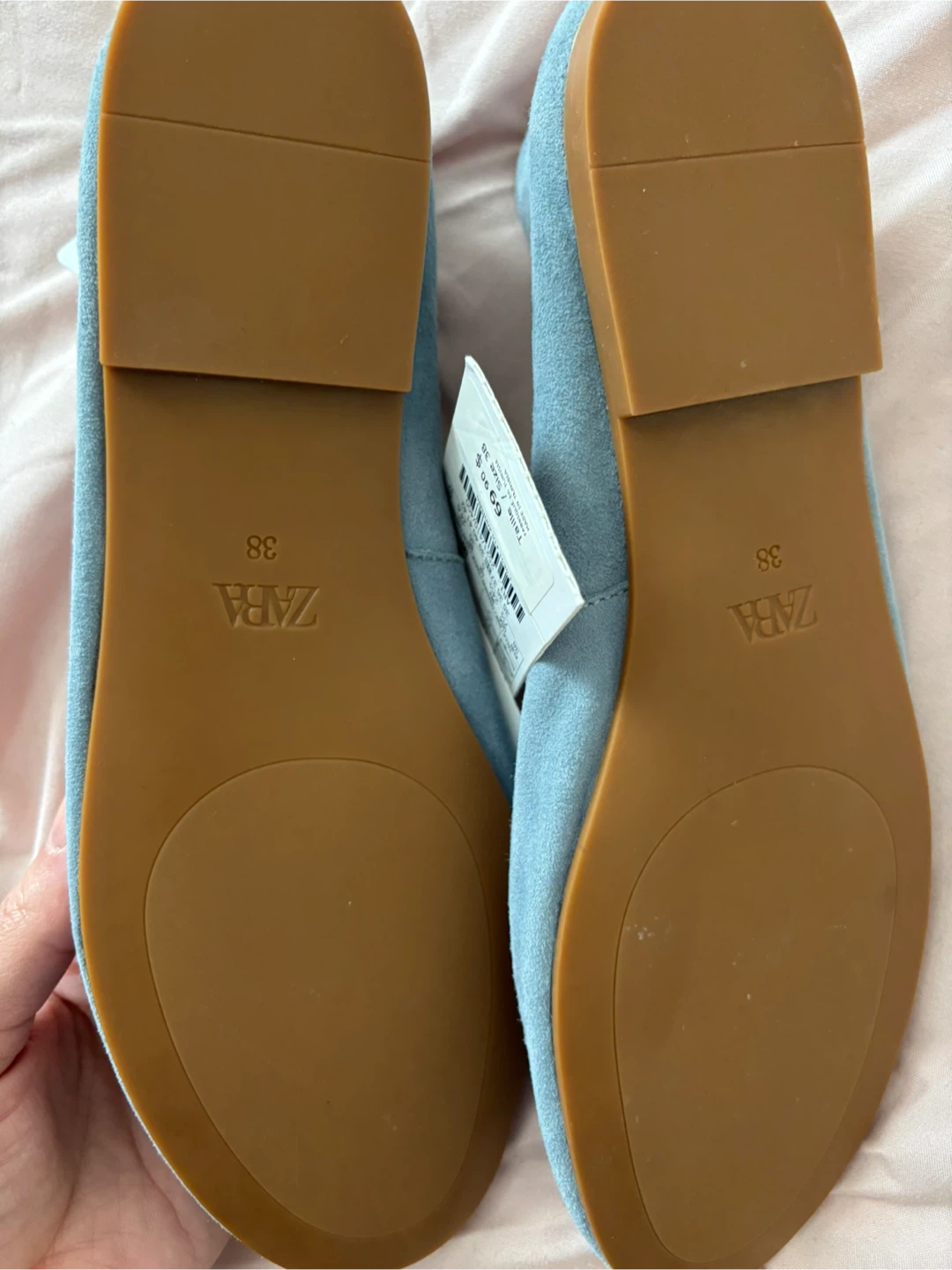 ZARA Blue Suede Ballet Flats Size 38 - photo 3