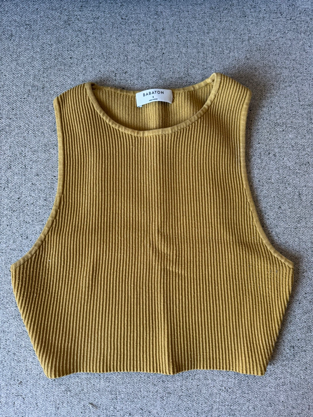 Babaton Yellow Ribbed Top , Size X-Small