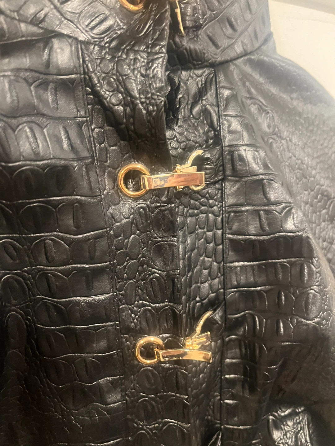 Crocodile Faux Leather Jacket with Faux Fur - photo 2