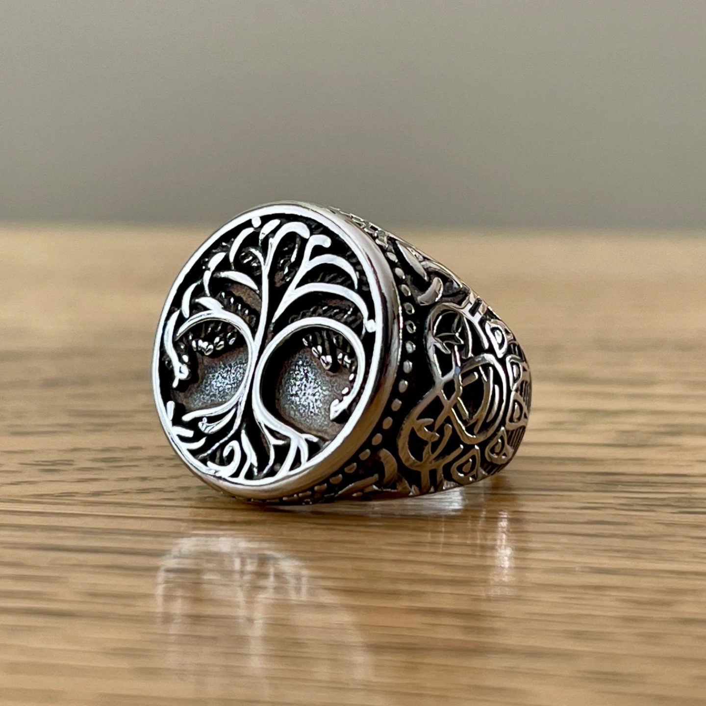 Tree of Life stainless steel ring (size 8)