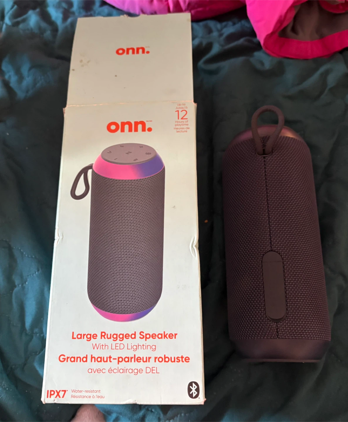 Onn. Large Rugged Speaker with LED Lighting