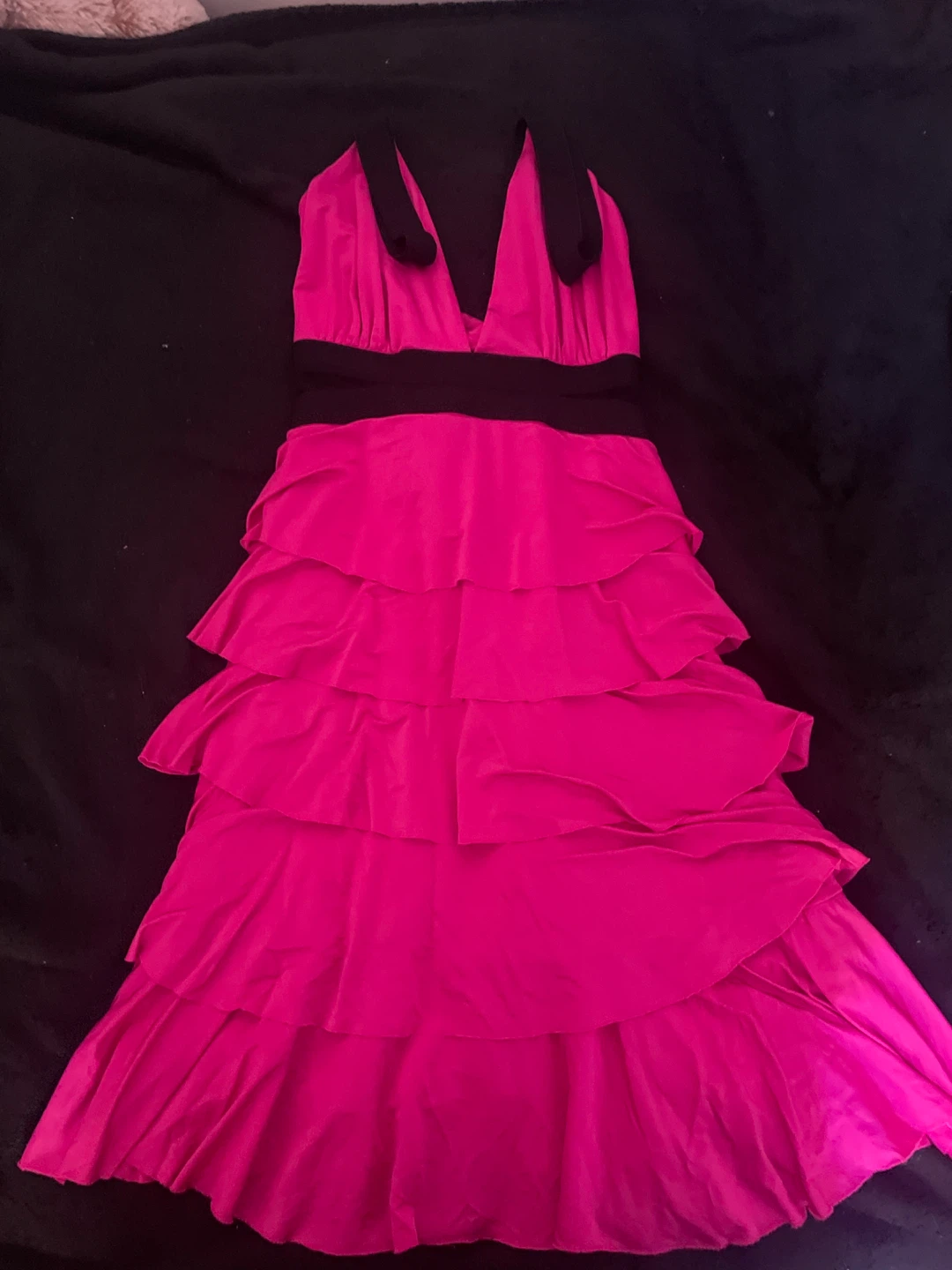 Hot Pink bebe Tiered Halter Dress