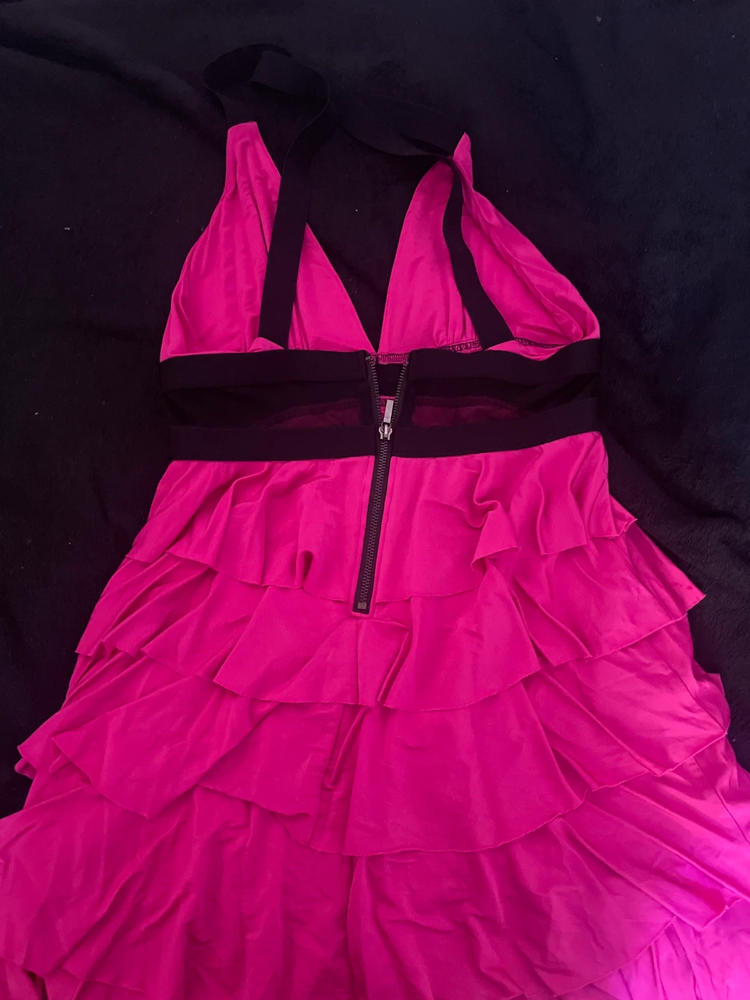 Hot Pink bebe Tiered Halter Dress - photo 2
