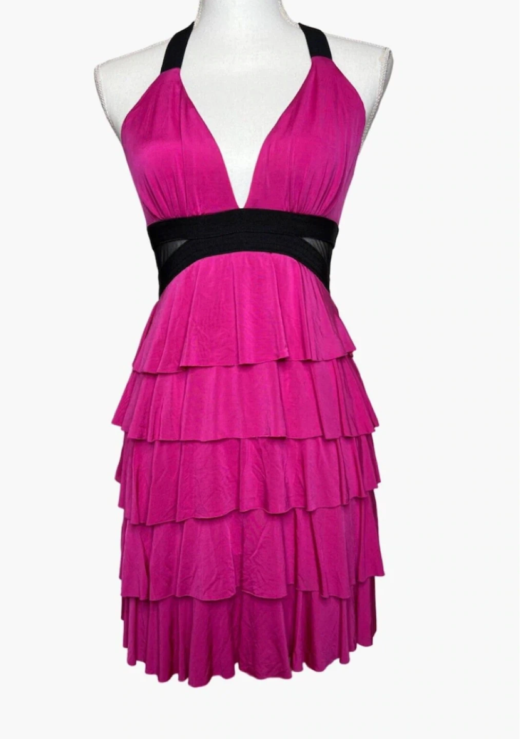 Hot Pink bebe Tiered Halter Dress - photo 3