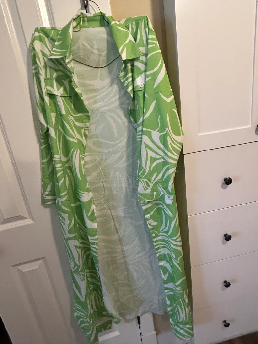 Green Palm Leaf Print Shirt XXL - photo 2