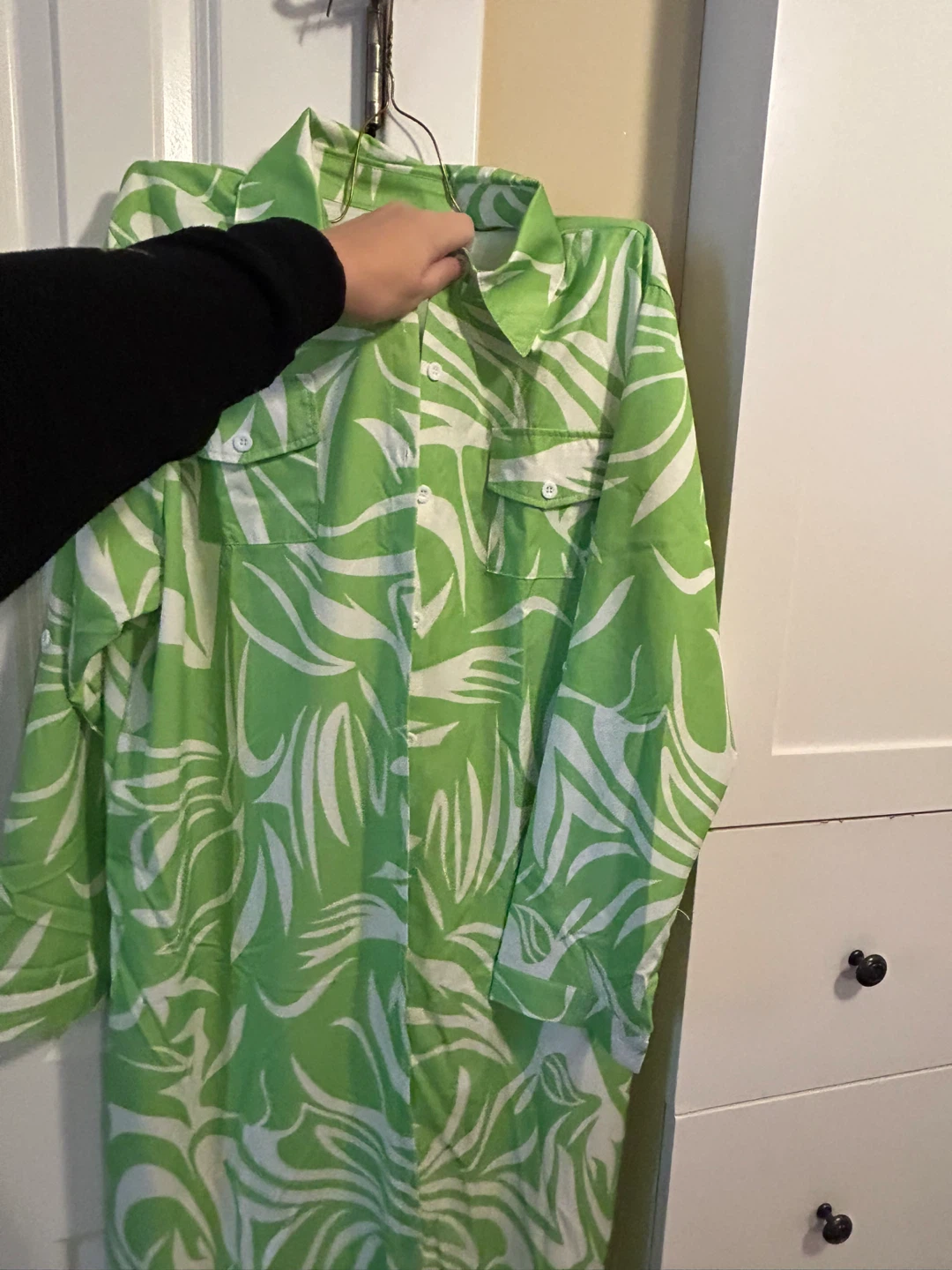 Green Palm Leaf Print Shirt XXL - photo 4