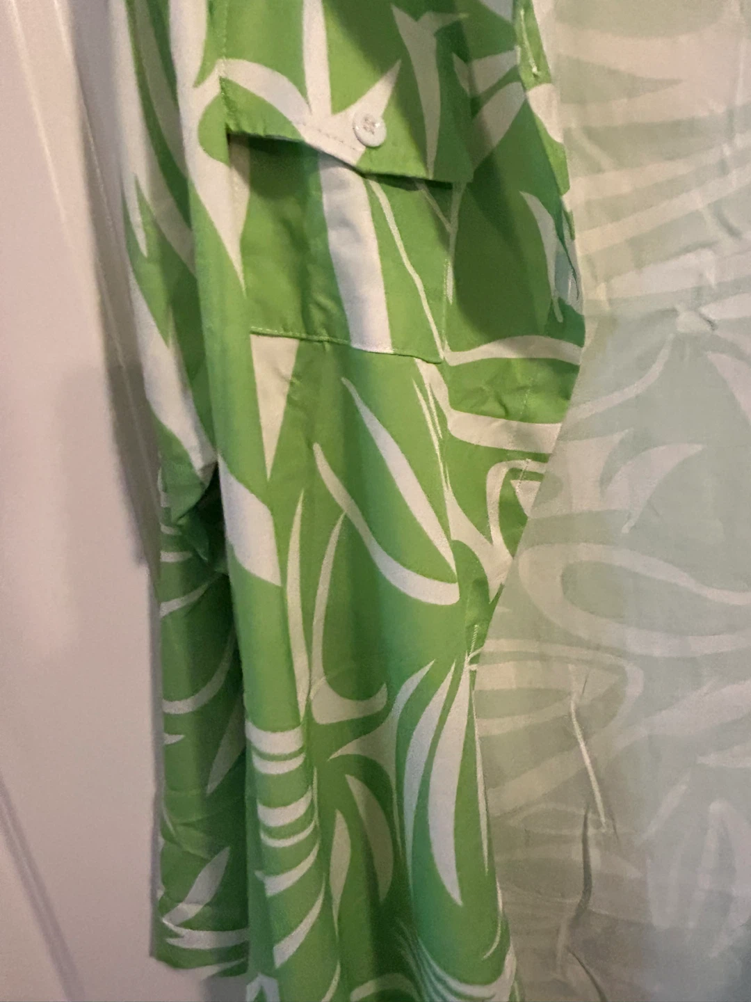 Green Palm Leaf Print Shirt XXL