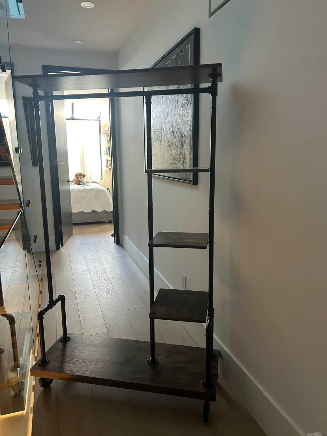 Industrial Pipe Clothing Rack with Shelves - photo 2
