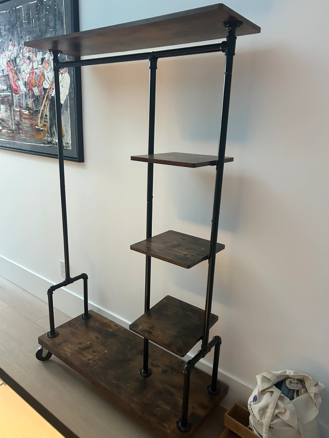 Industrial Pipe Clothing Rack with Shelves