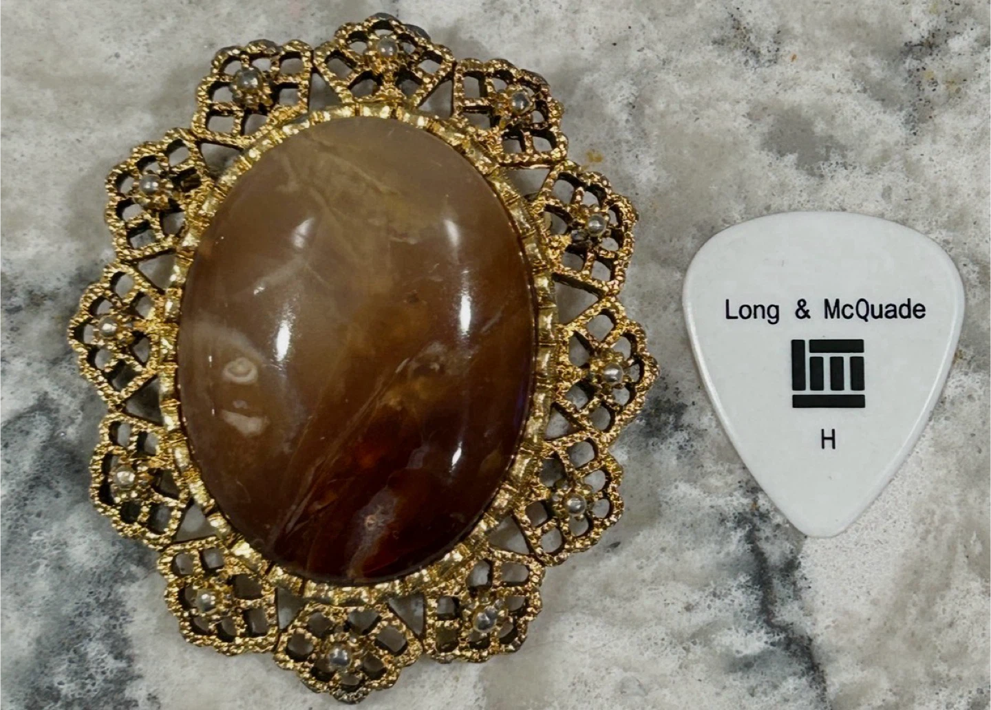 Vintage Brown Stone Brooch/Necklace Pendant - photo 2
