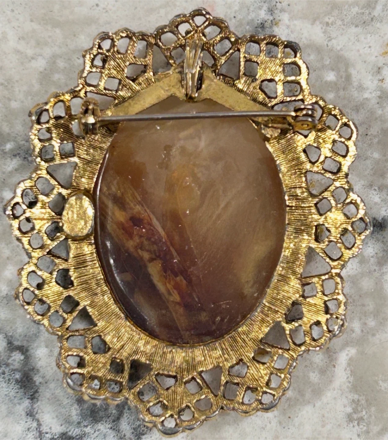 Vintage Brown Stone Brooch/Necklace Pendant - photo 3
