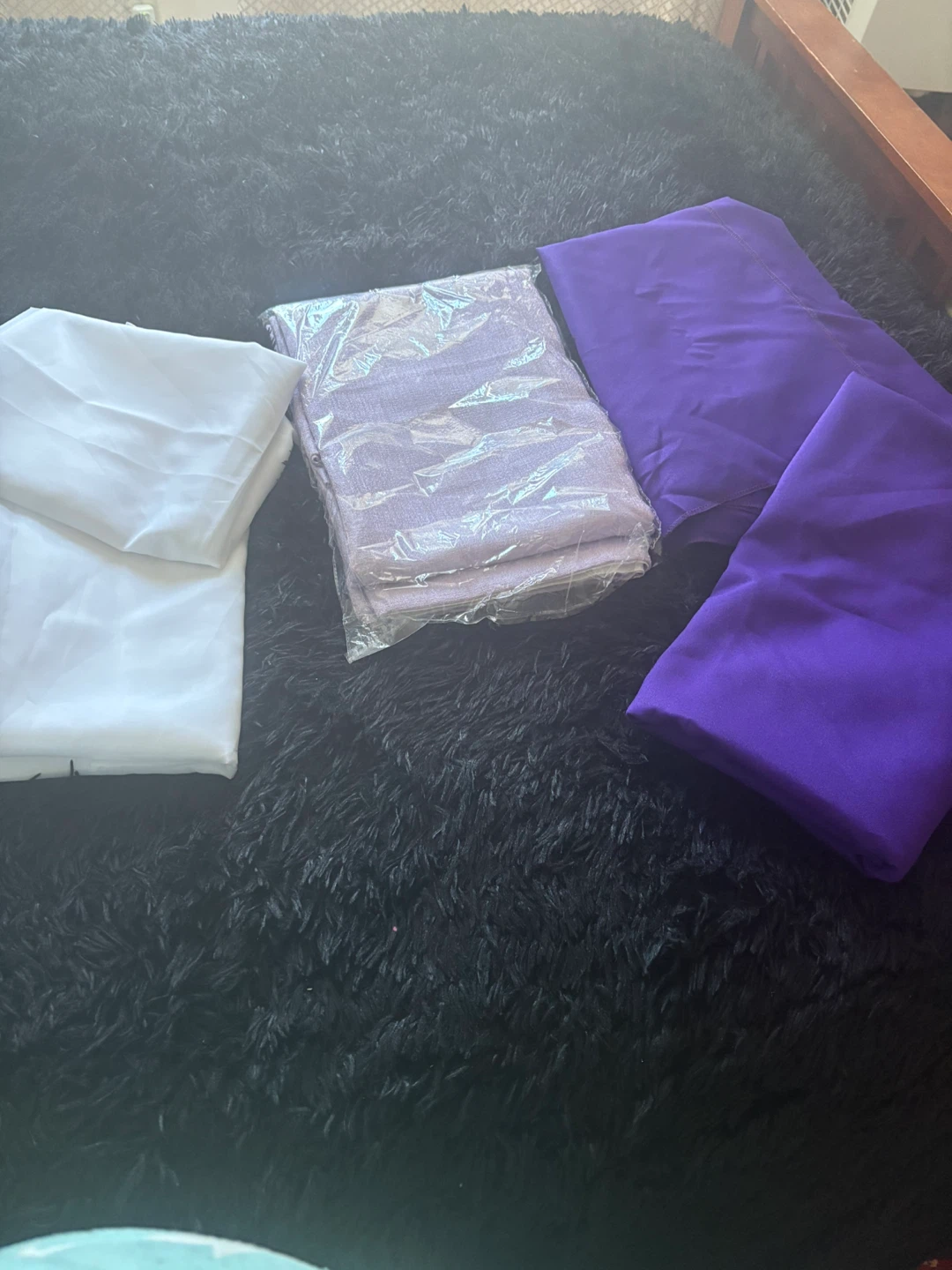 Purple and White Fabric Bundle carton