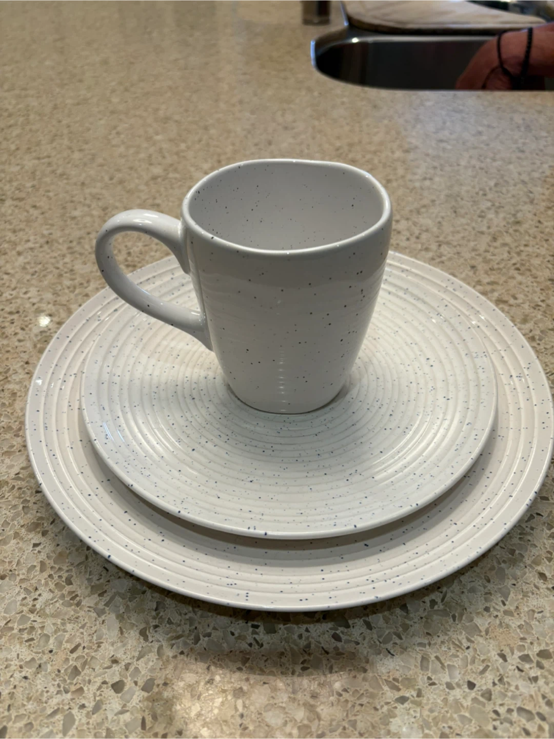 White Speckled Dinner Plates and Mug Set - photo 2