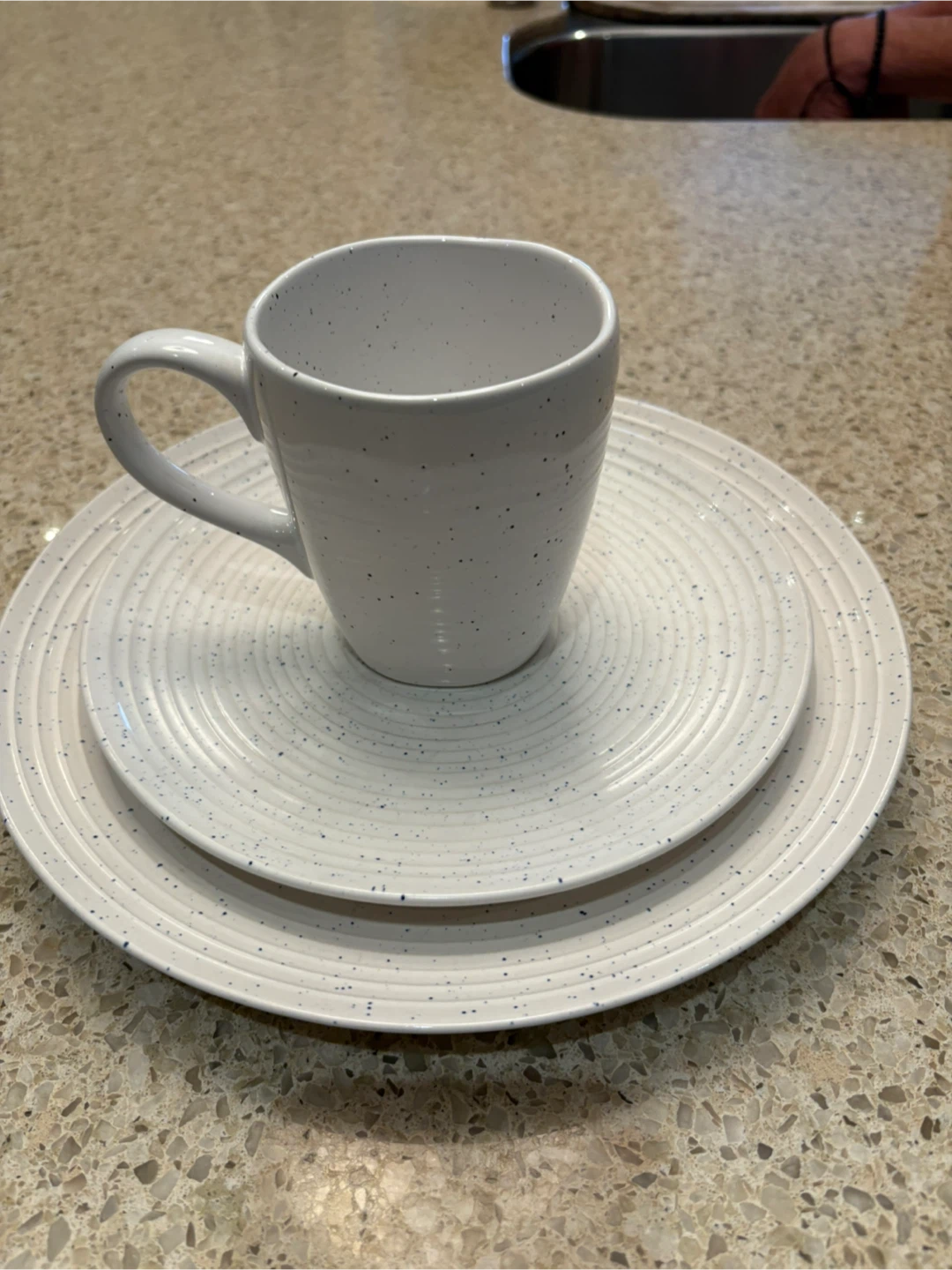 White Speckled Dinner Plates and Mug Set - photo 3