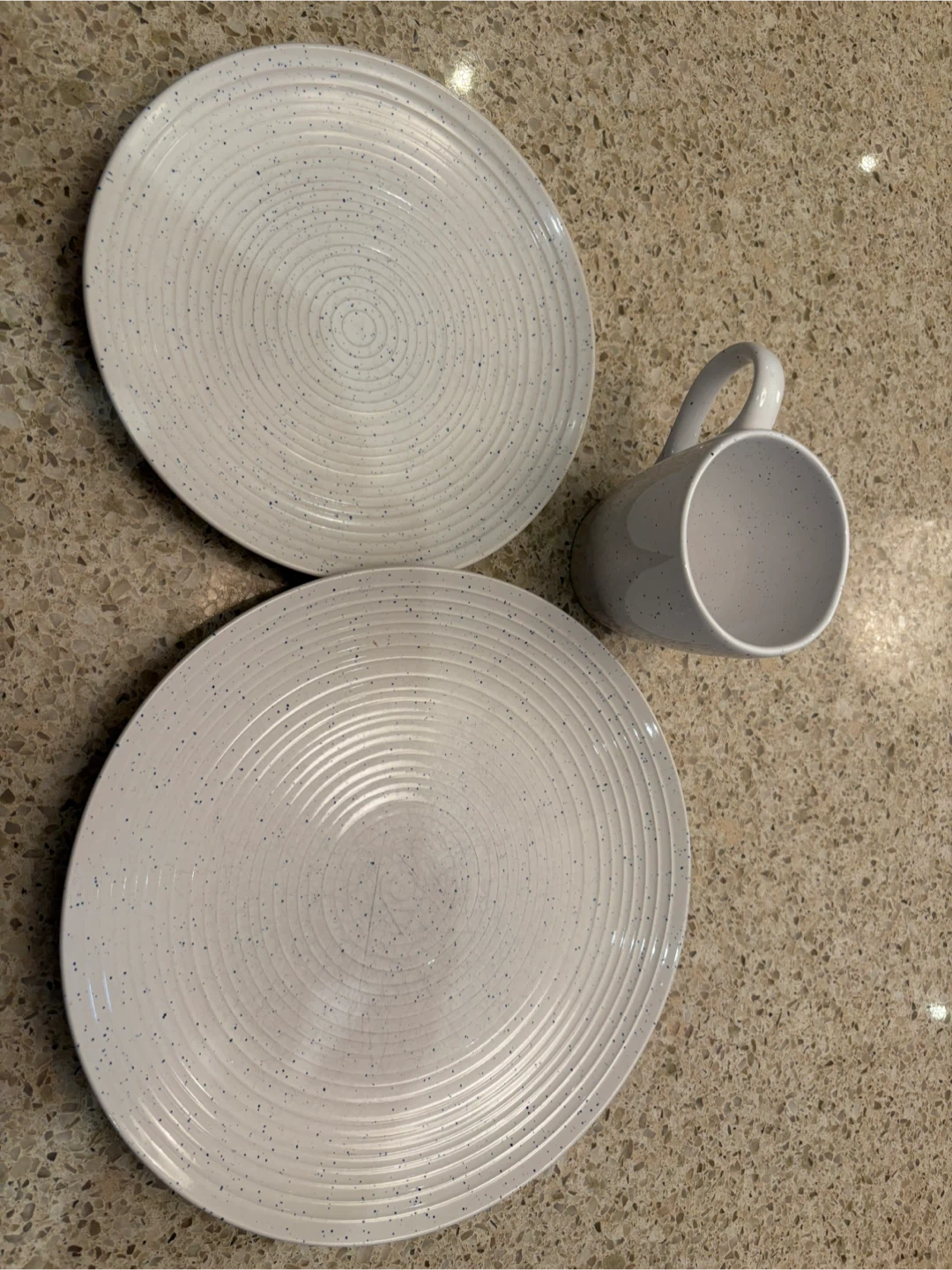 White Speckled Dinner Plates and Mug Set - photo 4