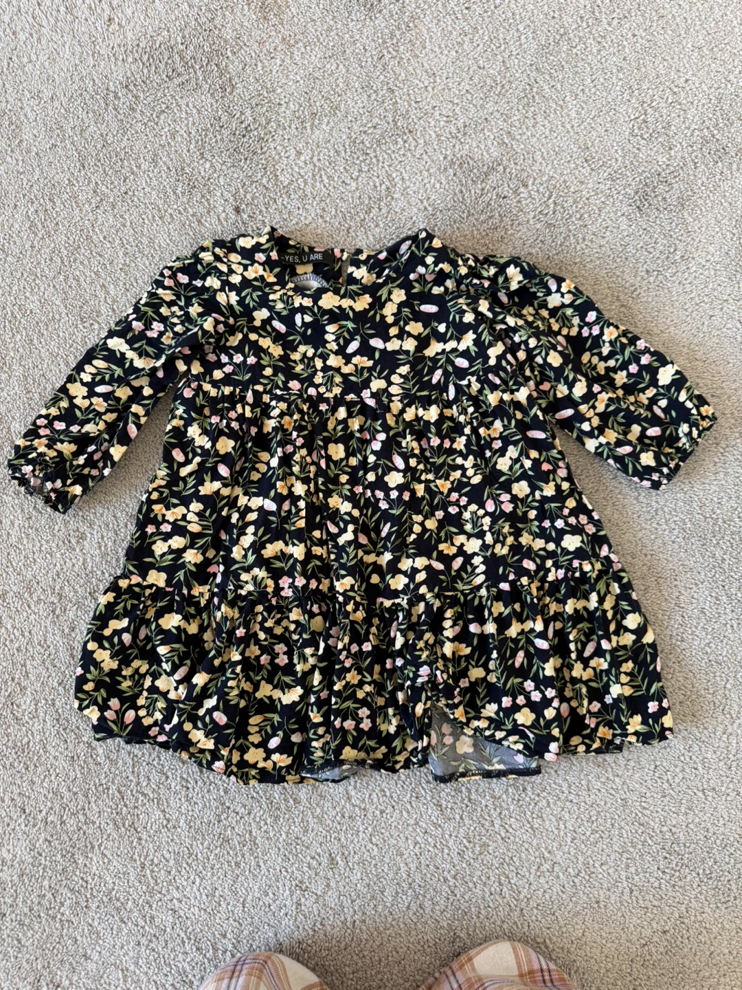 YES, U ARE Floral Dress - Black with Yellow Flowers
