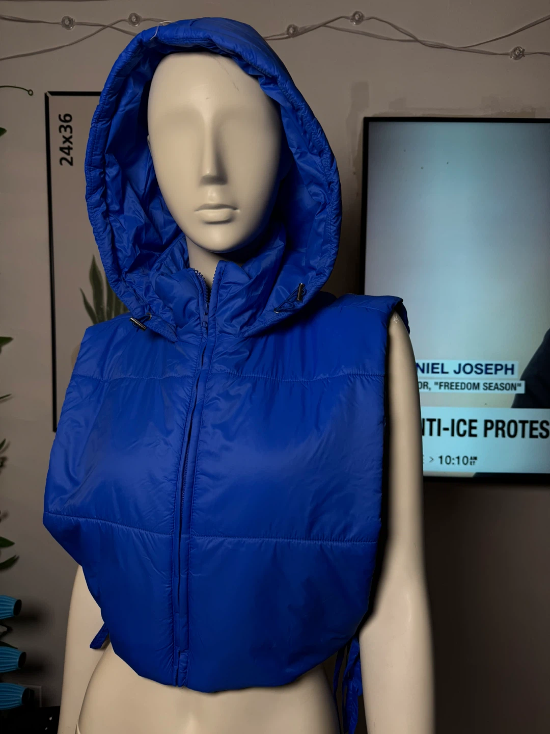 Blue Hooded Puffer Vest - photo 3