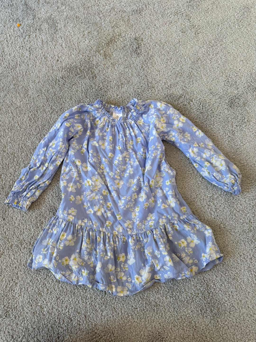 Blue Floral Dress with Ruffle Hem