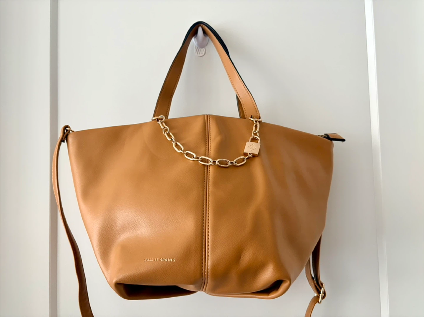Call It Spring Tan Faux Leather Tote Bag