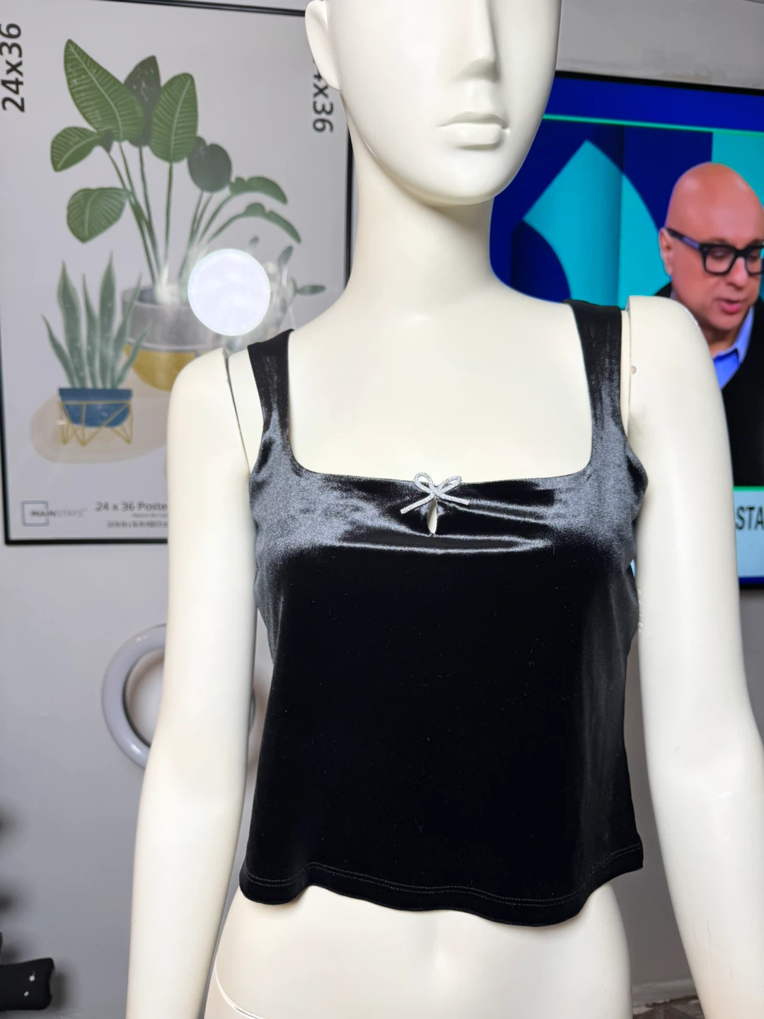 Black Velvet Bow Tank Top