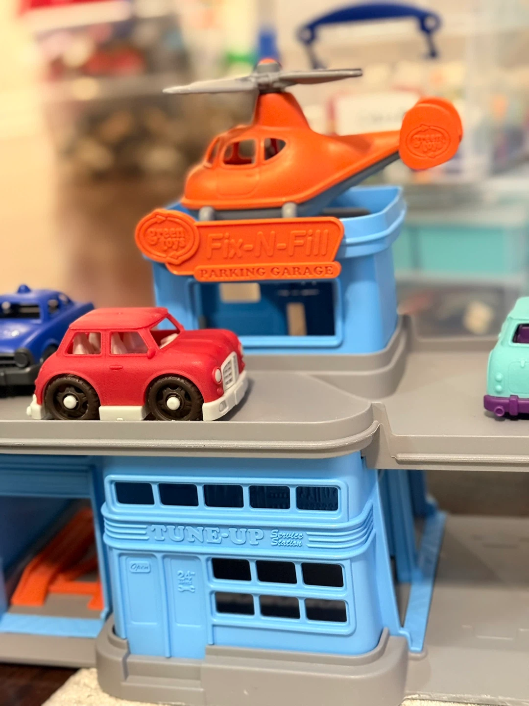 Green Toys Fix-N-Fill Parking Garage with Cars and Helicopter - photo 2
