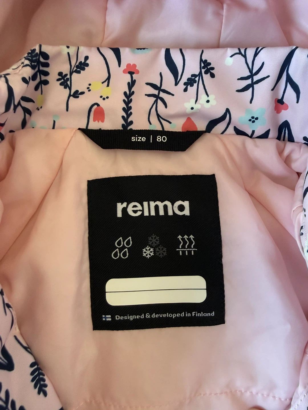 Reima Kids Pink Floral Hooded Jacket - Size 80 - photo 2