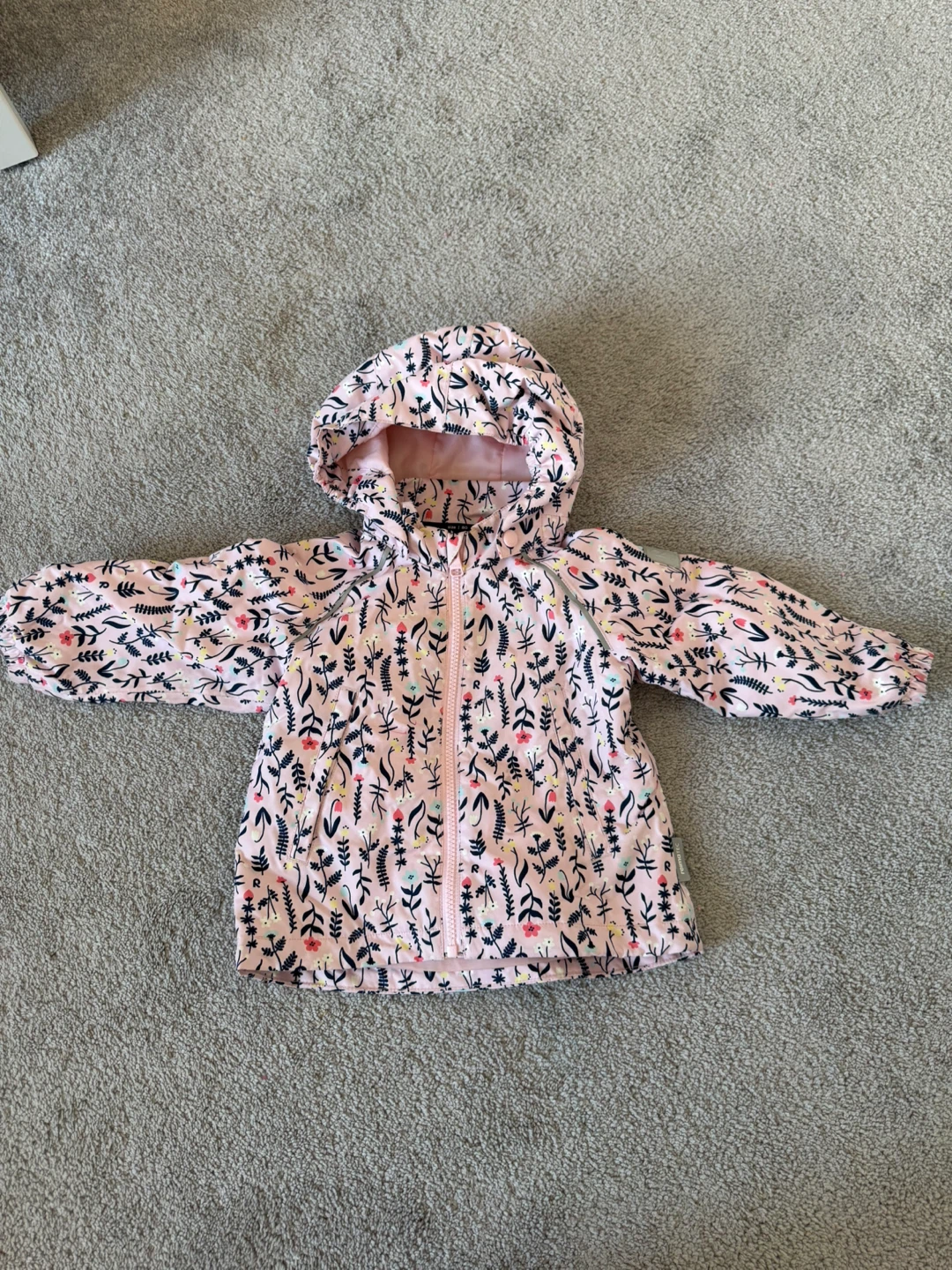 Reima Kids Pink Floral Hooded Jacket - Size 80