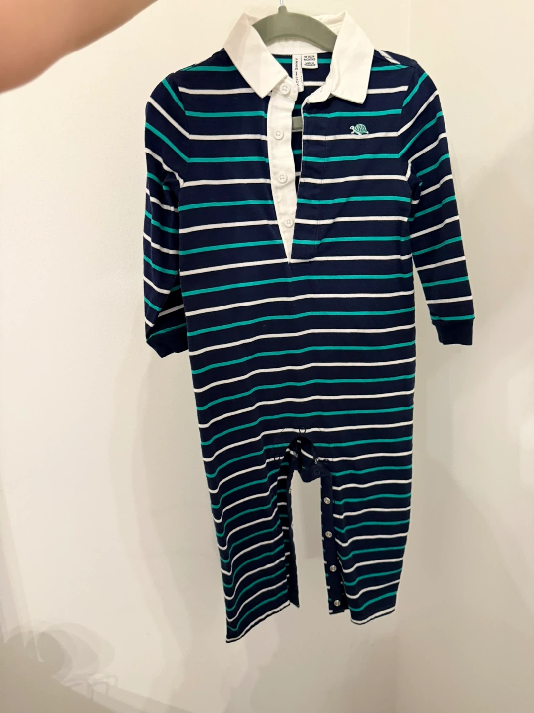 Janie and Jack Baby Striped Rugby Romper 18-24 Months