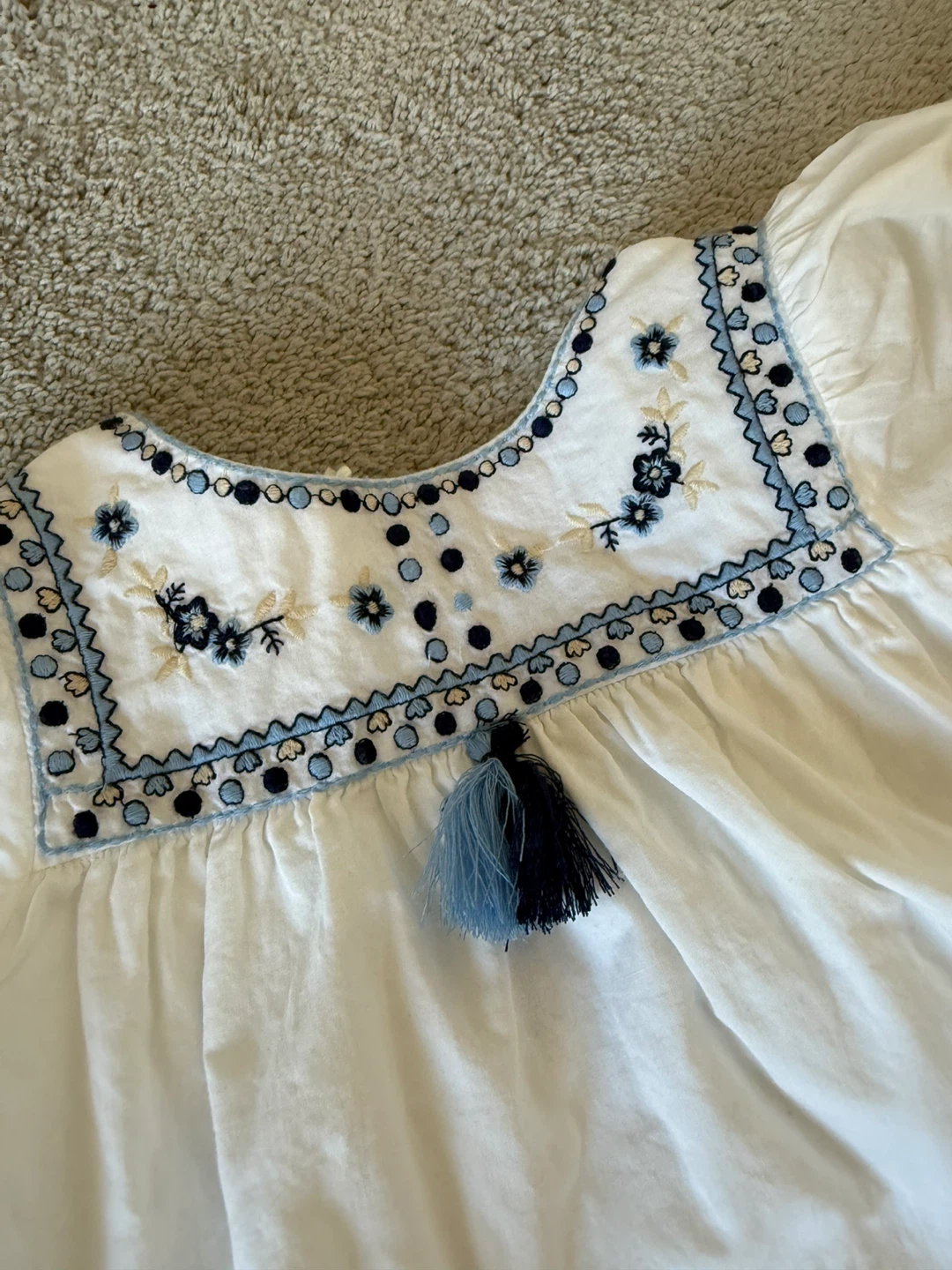 Mayoral Blue Jeans and White Embroidered Top Set - Size 3 - photo 2