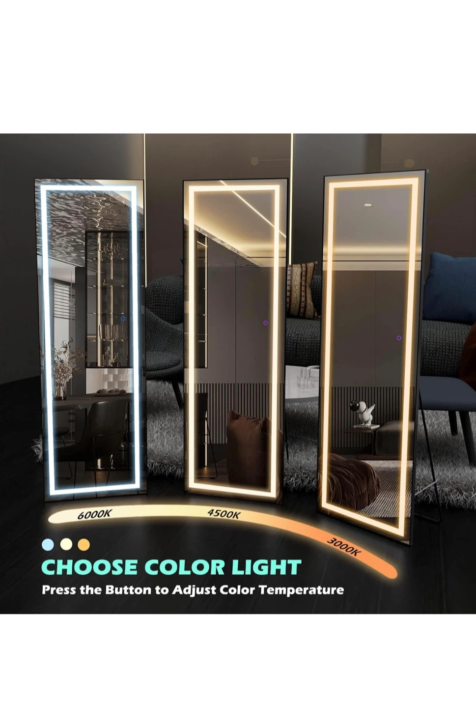 Full Length LED Mirror with Smart Touch Screen - photo 3