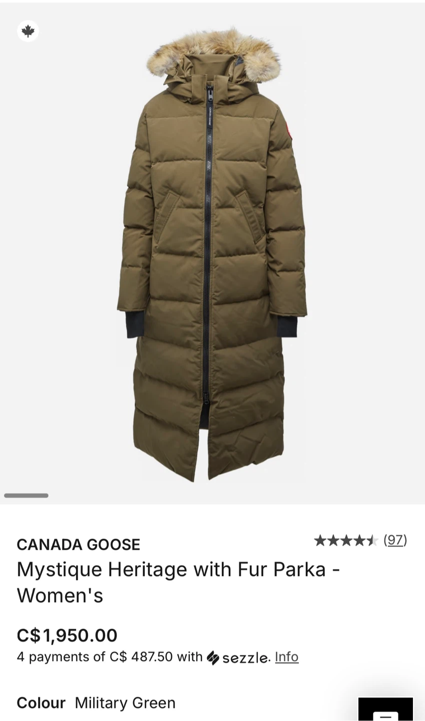 Canada Goose Mystique Fur Parka Women- Military Green