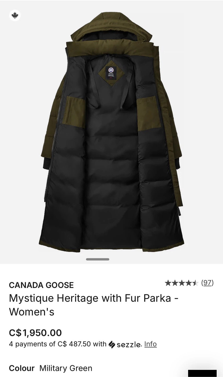 Canada Goose Mystique Fur Parka Women- Military Green - photo 3
