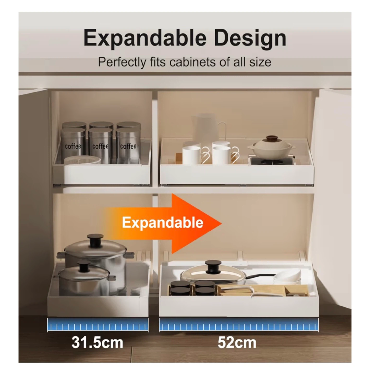 New! Melovinho 2 Pack Expandable Cabinet Organizers (32cm-52cm) - photo 2