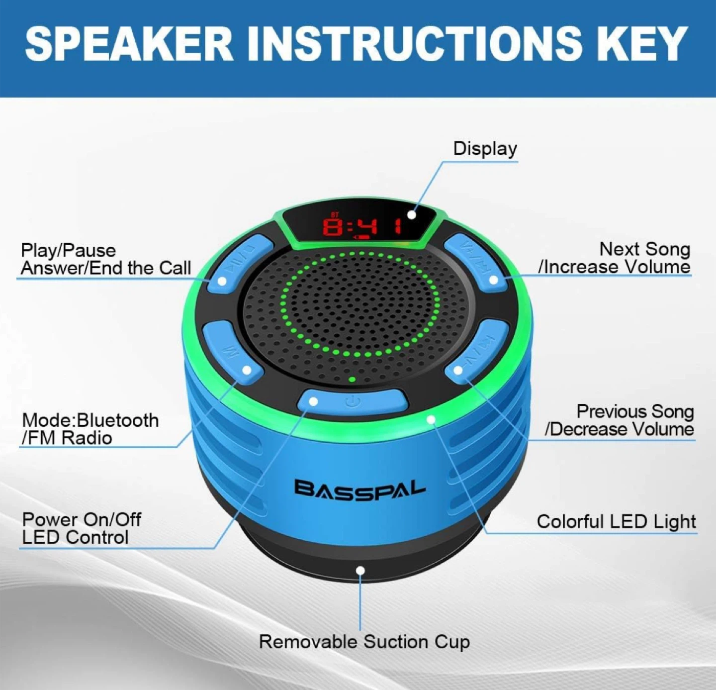 BASSPAL Waterproof Portable Bluetooth Speaker - photo 2
