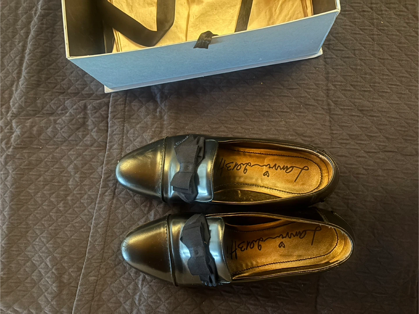 Lanvin Paris Black Loafers with Bow