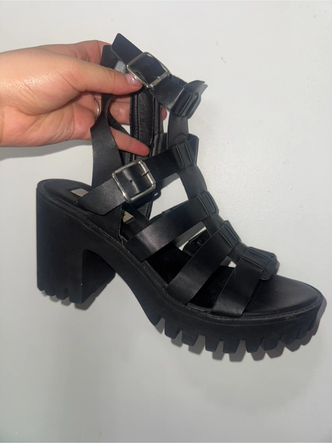 Steve Madden Black Gladiator Platform Sandals