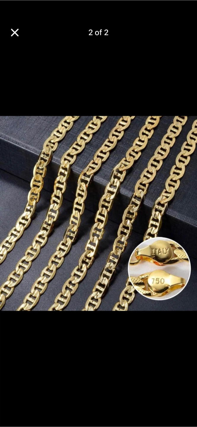 18 k- Italian 750 Gold plated Chain Necklace 18-24 Inch
