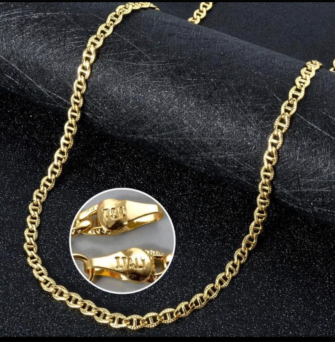 18 k- Italian 750 Gold plated Chain Necklace 18-24 Inch - photo 3