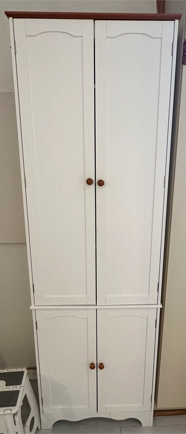 White Two-Door Storage Cabinet with Shelves
