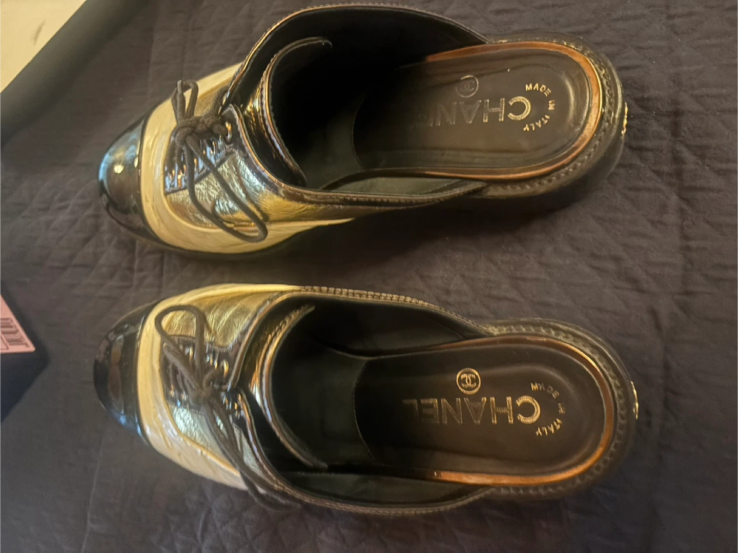 Chanel Gold & Black Mule Shoes - photo 4