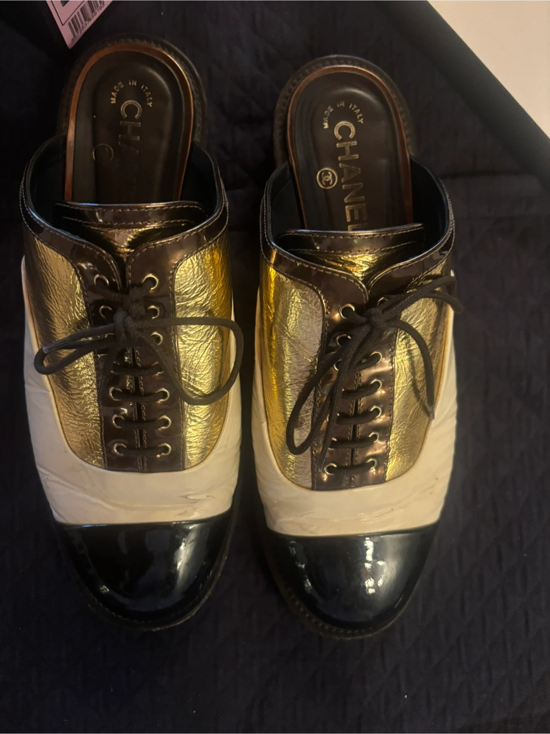 Chanel Gold & Black Mule Shoes - photo 5