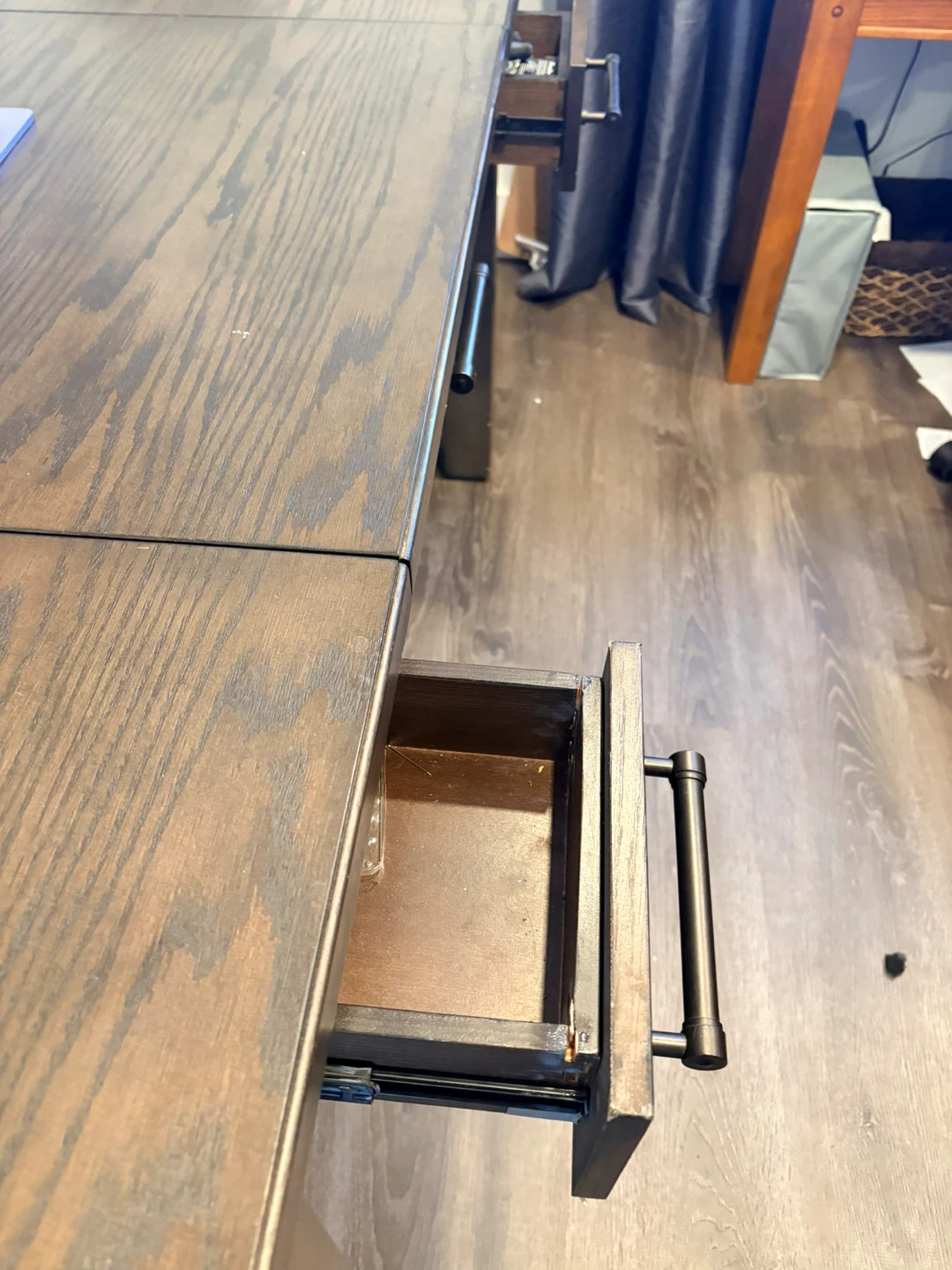 Lift Top Desk with Drawers - Dark Wood - photo 5